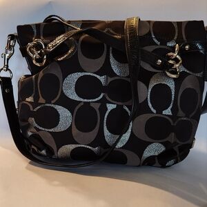 Vintage Coach Signature Bag Black Silver